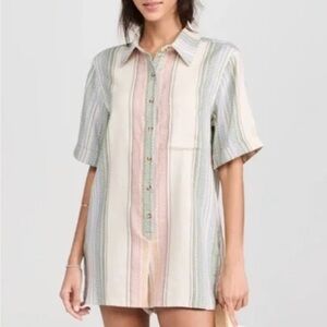 FREE PEOPLE Summer Heat Linen Romper Small